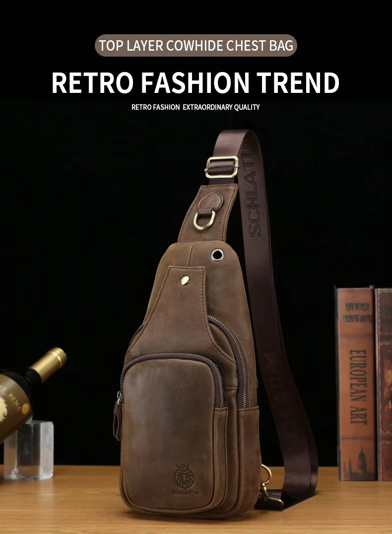 SCHLATUM 8521 Genuine Leather Chest Bag